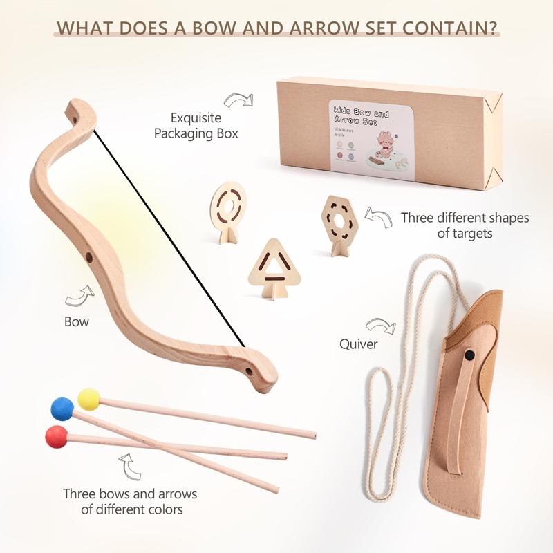 Baby Outdoor Sports Toys with 3 Suction Cup Arrows 3 Targets Kids Bow and Arrow Set Wooden Archery Toy Baby Finger Fine Movement