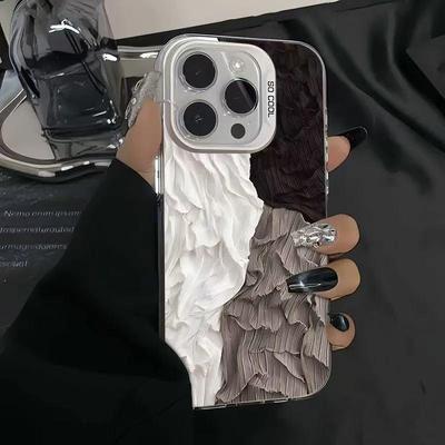 Tri-Color Pleated iPhone 17 Case: Stylish Cover for Apple 16 Pro Max, 15 Pro, and 13/14, Popular In Japan & South Korea
