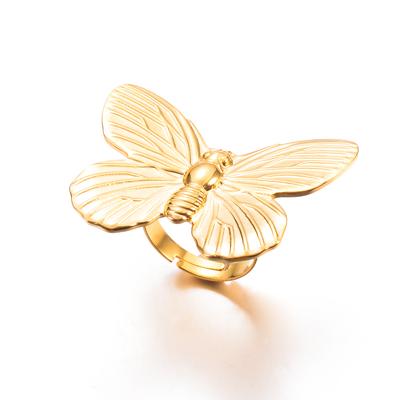 Fashion Butterfly Open Rings Women Minimalist Stainless Steel Drangonfly Finger Rings Waterproof Jewelry Gift