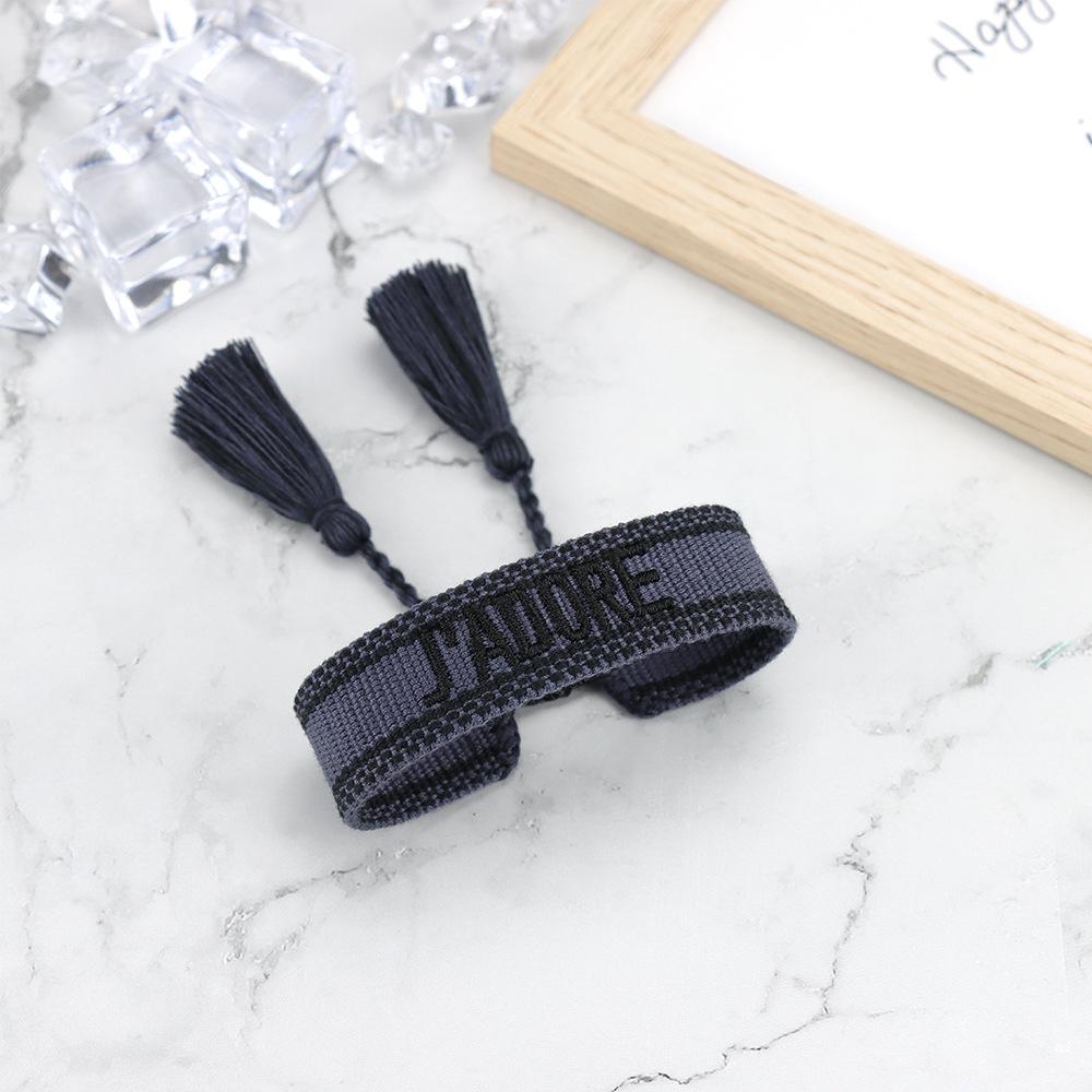 J'adore Bracelet: Embroidered Letter Tassel Wristband for Women & Couples