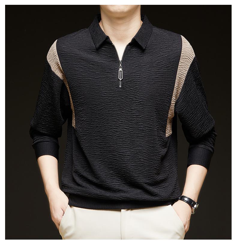 

Мужская рубашка поло с длинным рукавом, футболка, деловая, повседневная, дышащая, с лацканами, зеленая мужская нижняя рубашка 4XL чёрный