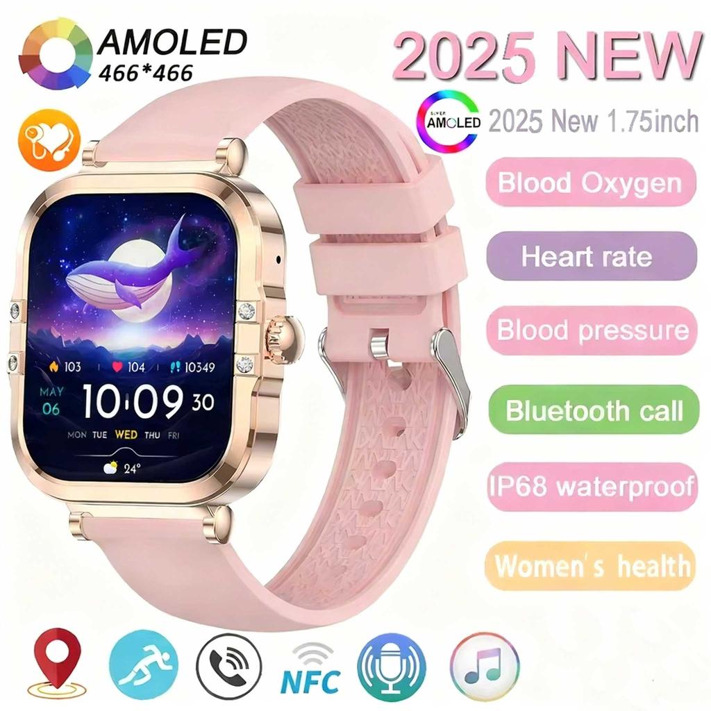 Rose Golden Smart Watch Ultra Thin Luxury Smartwatch Bluetooth Call Custom Dial Health Monitor Fitness Wristwatch for Ladies