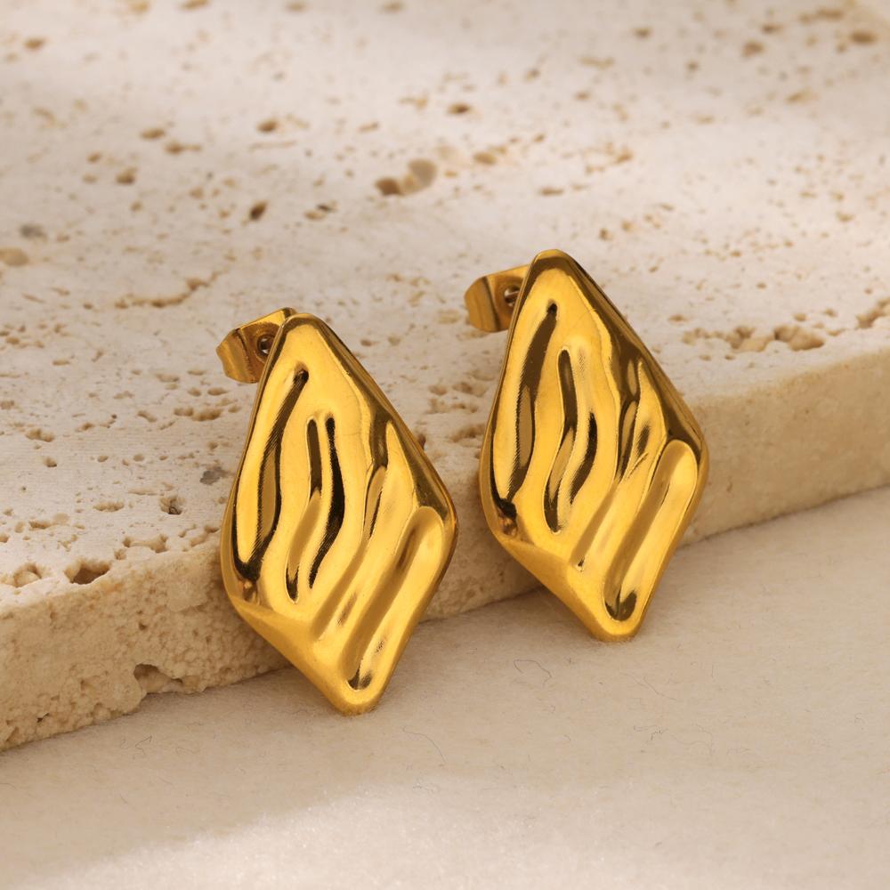 Vintage náušnice z nerezové oceli pro ženy Zlatá barva Nepravidelná geometrie Piercing náušnice Trend Estetické šperky