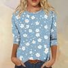 Women's Casual Floral Print Three Quarter Sleeve Round Neck Top Lightweight Comfortable Fit for Everyday Wear