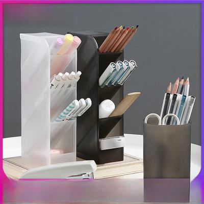 "Παγωμένο Δοχείο Στυλό Γραφείου": Κεκλιμένο Πινέλο Μακιγιάζ & Οργανωτής Κραγιόν, Πολυλειτουργική Θήκη Αποθήκευσης Γραφικής Ύλης"