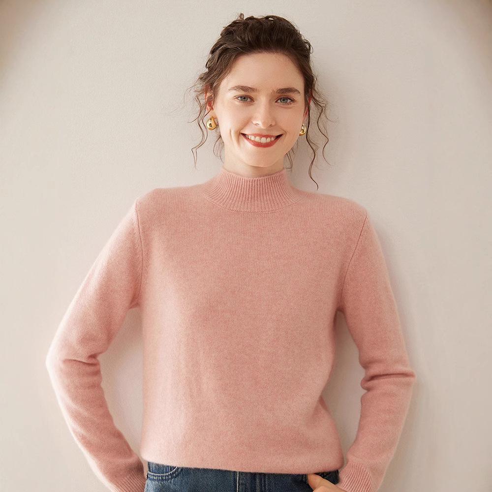 Women's Half-High Collar Thickened Cashmere Sweater - Autumn/Winter Style