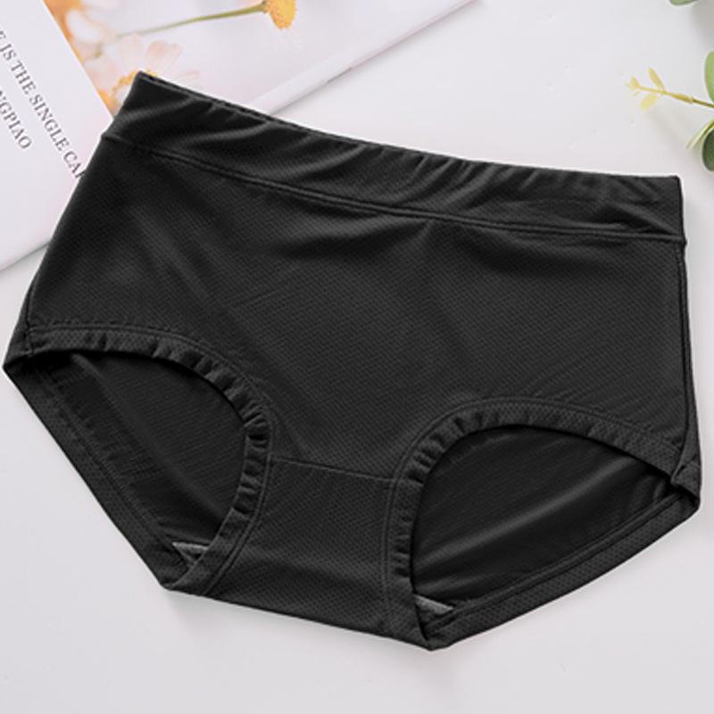 Women's Ultra-Thin Ice Silk Panties: Breathable Mesh, Mid-Waist, Plus Size, Seamless, Cotton Crotch