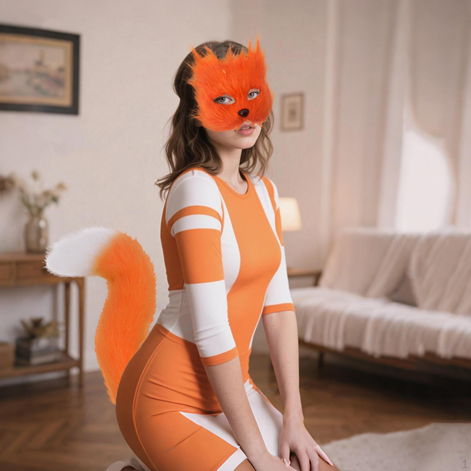Хвост Животного Косплей Набор для Вечеринки в Ночном Клубе Пасхи оранжевый