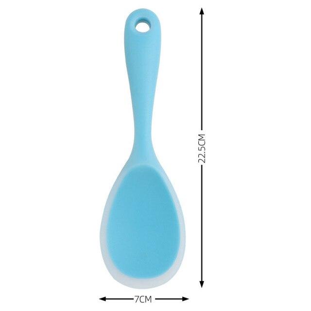 1Pcs Translucent Heat-resistant Silicone Non-stick Pan Cooking Tools Long Handle Kitchen Accessories Rice Spoon