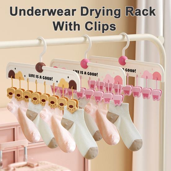 Non-Slip Hangers with Clips Multi-Clip Drying Rack Animal Claw Clip Clothes Hanger Wardrobe Organizer for Socks Underwear Home Dormitory Use
