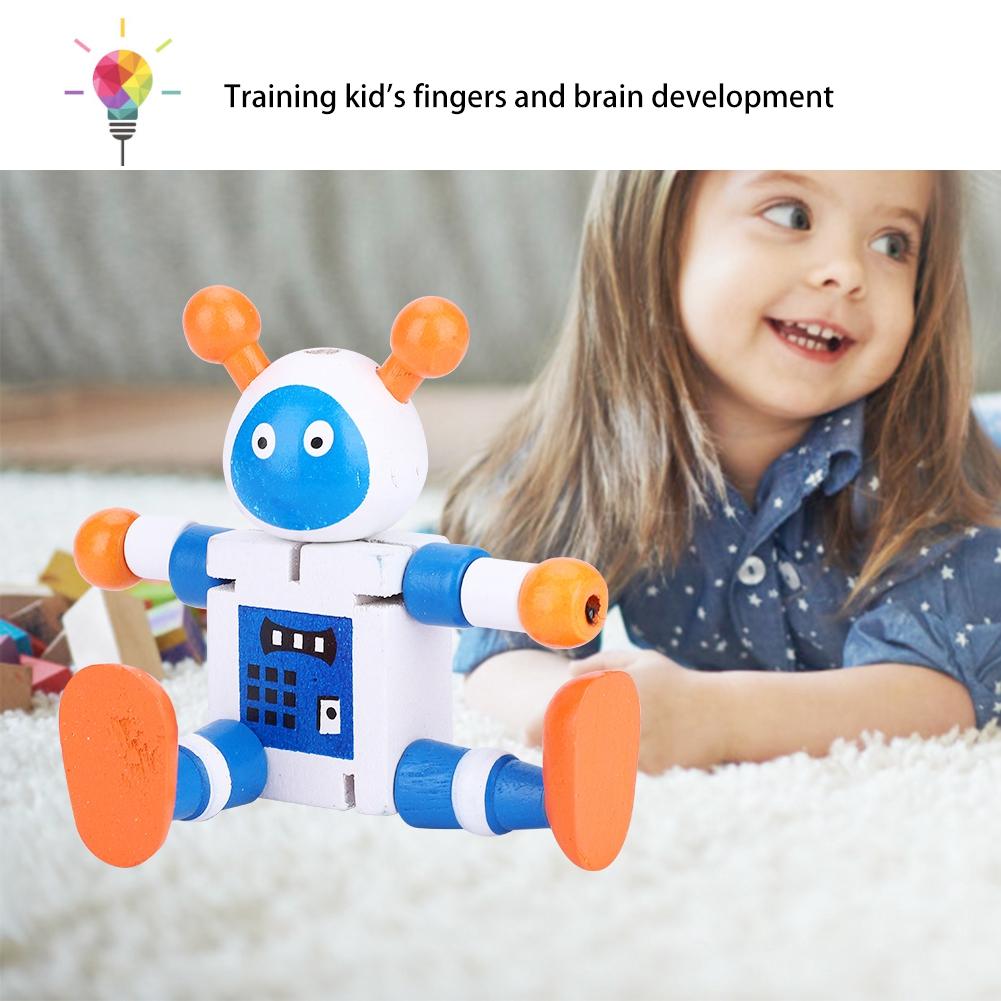 Personality Cute Wooden Robot Toys Learning & Educational Toys for Kids Children (Red)