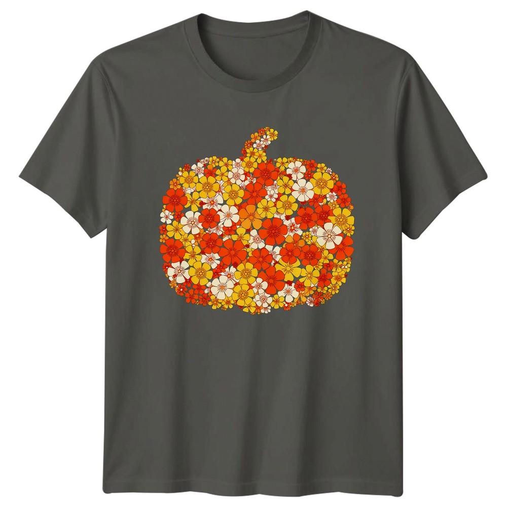 Floral Pumpkin Halloween Holidays Unisexs TShirt Unisexs Graphic Tee Seasonal S