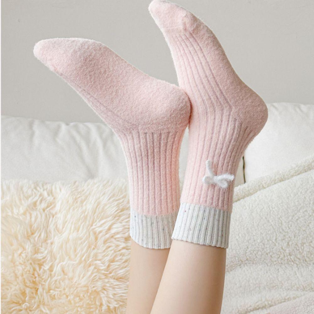 Cute Women's Thickened Socks Soft Middle Tube Socks Simple Warm Home Socks Autumn Winter