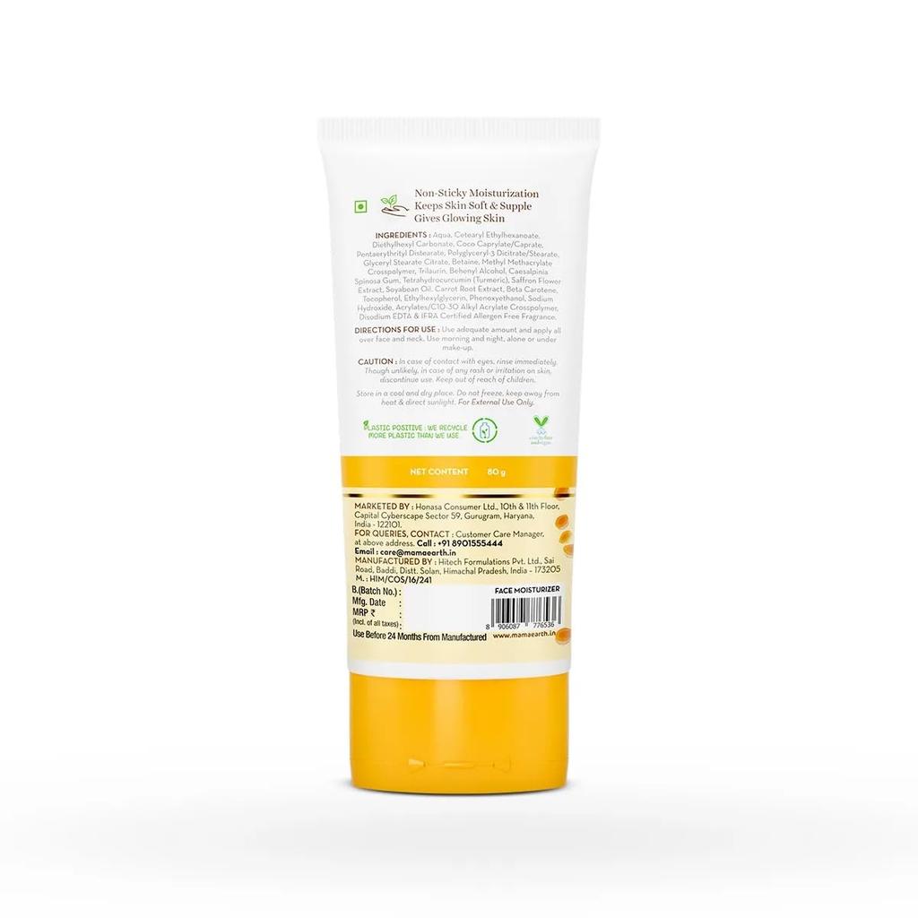 Mamaearth Ubtan Oil-Free Face Moisturizer For Glowing Skin With Turmeric & Saffron, Lightweight Cream, 80g, Daily Hydration
