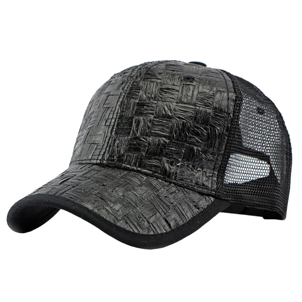 

Straw Mesh Cap Hat Sun Protection Breathable Stylish Cool CZA257 [White Fang] Men s Women s (Black) чёрный
