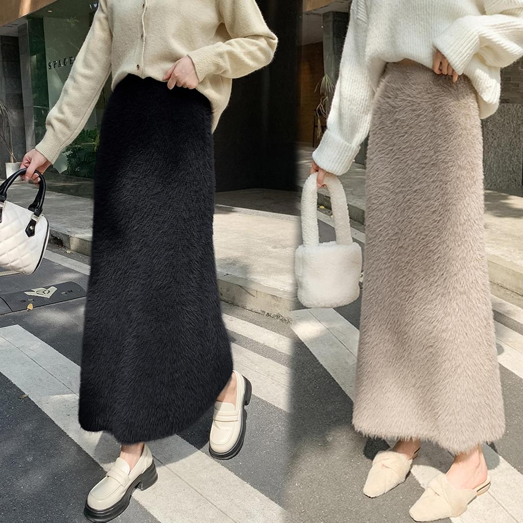 JoccKorr Knit Brushed Long Work Women's Skirt, Skirt, A-Line Skirt, Casual, Skirt, Fall/Winter