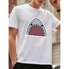 European Size Men's Shark Bite Graphic Print Round Neck T-Shirt - Turquoise Casual Streetwear Summer Beach Vacation Essential, Machine Washable