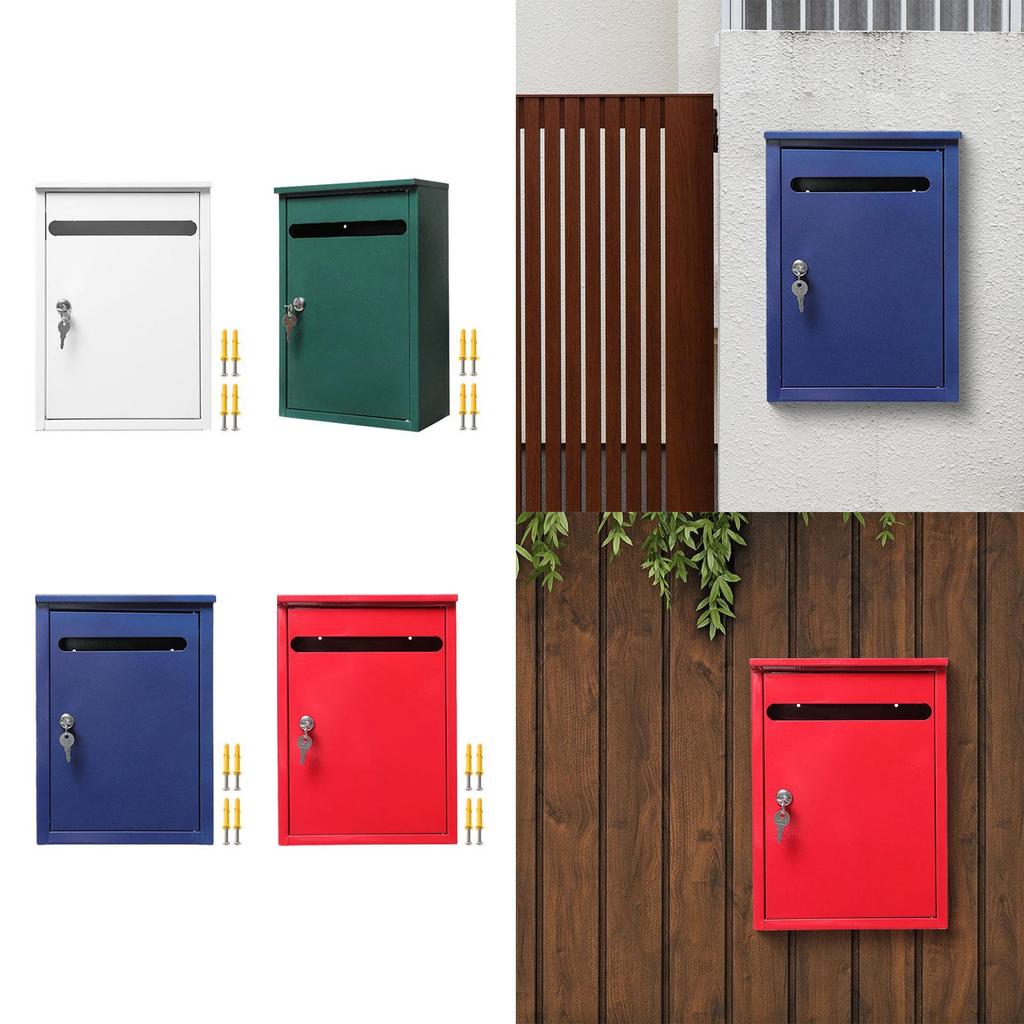 Wall Mount Locking Mailbox Townhouse Weatherproof Office Corridor Office Business Villa Area Family Residence Metal Post Box