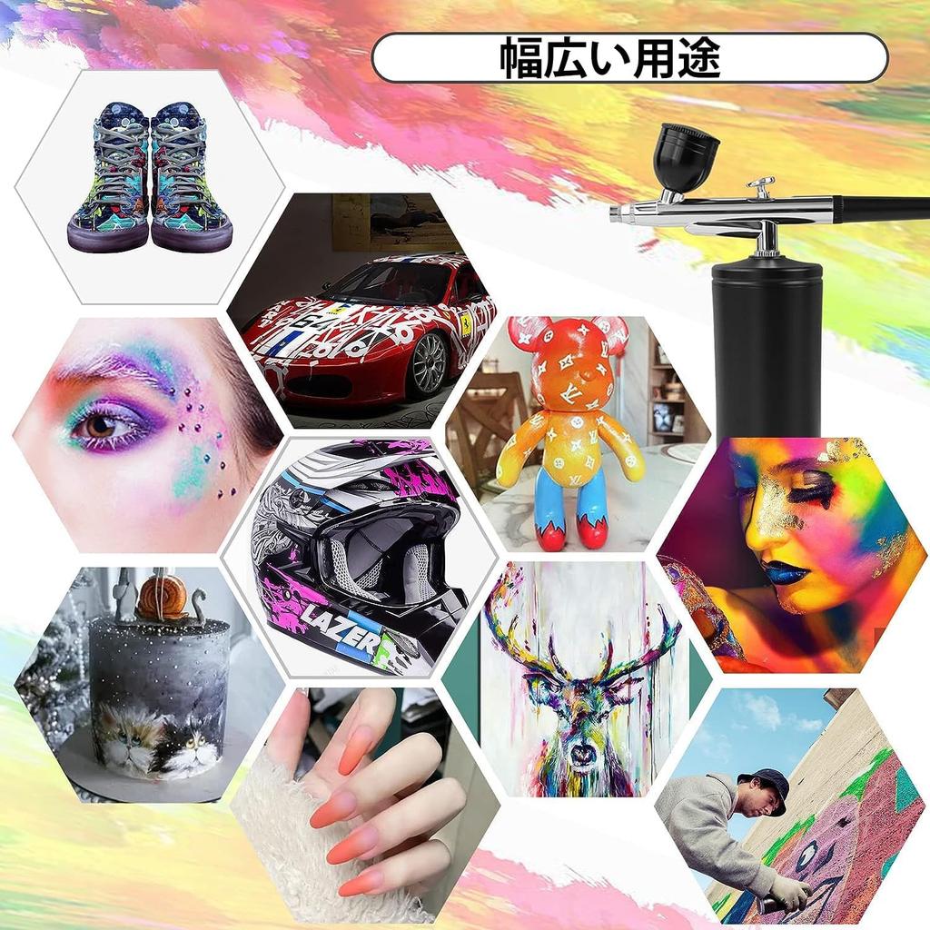 BKJANYO Rechargeable Airbrush Compressor with USB Type-C, 0.3mm Nozzle, for Airbrush Painting, DIY, and Painting (Black)