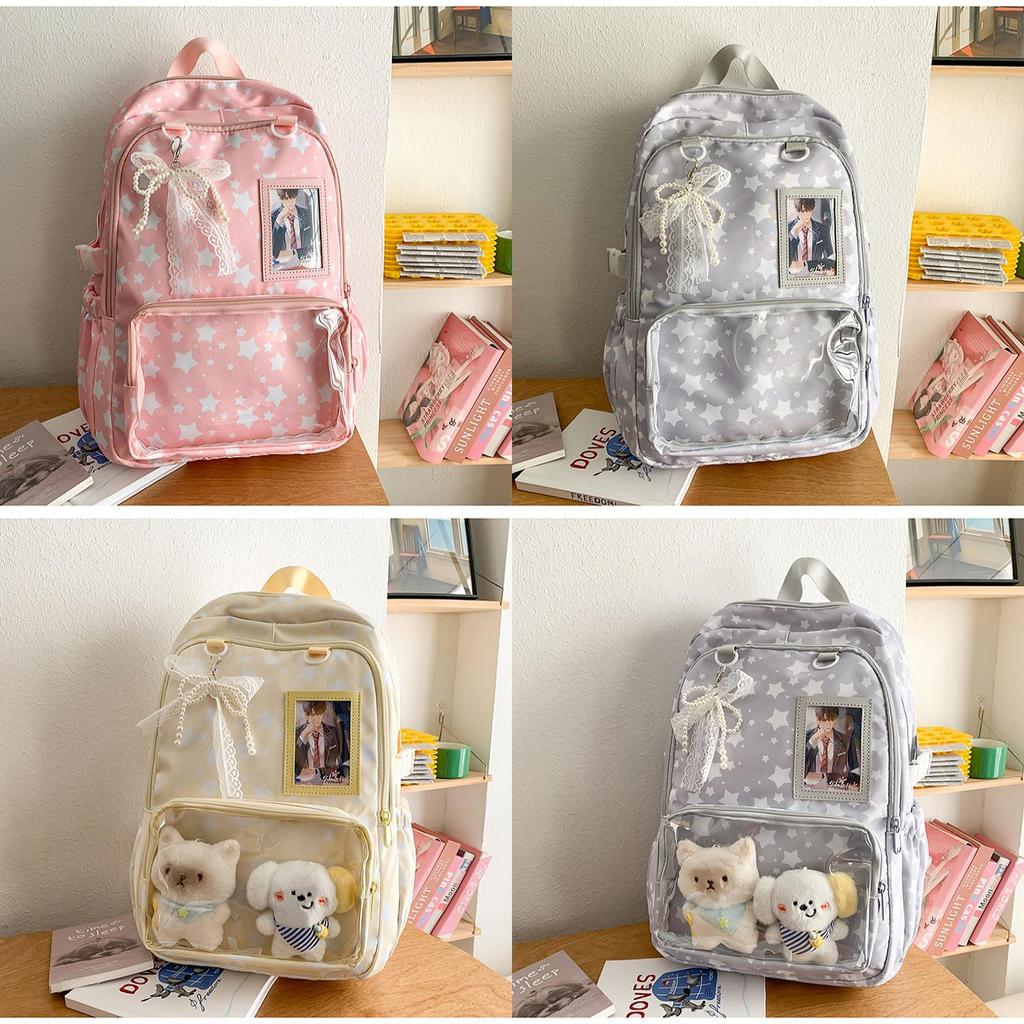 Starry Nylon Kids Backpack With Padded Shoulder Straps For School And Teens