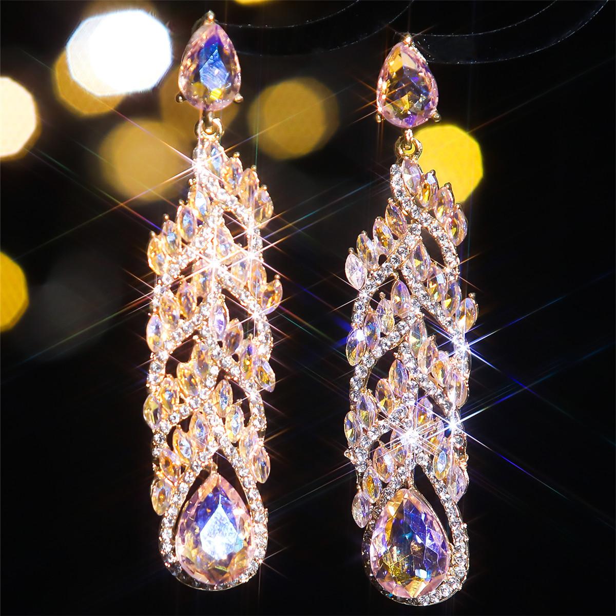 

Модные длинные сверкающие серьги из кристаллов, персонализированные серьги для женщин, серьги для выпускного вечера