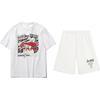 Cartoon Logo Print Fashion Trendy Versatile Round Neck Pullover Short Sleeve T-Shirt Casual Sports Suit Unisex Tops AHSUA21-1+AKST593-7