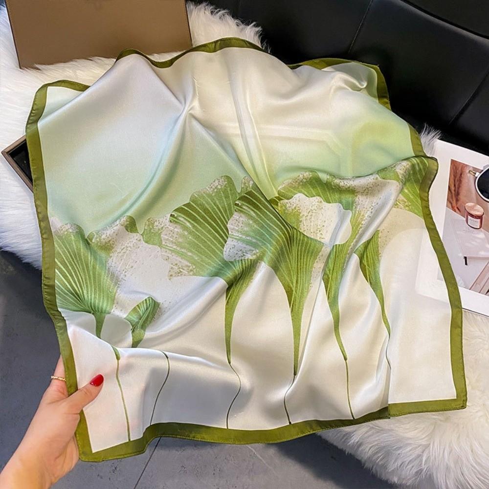 High Quality 70X70cm Flower Head Scarf Paisley Print Square Hijab Headband Polyester Decorative Silk Scarf Women's Fashion