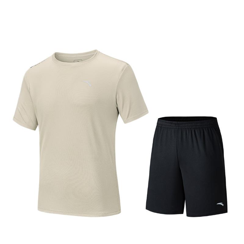 

Anta Plain Round Neck Comfortable Breathable Versatile Short Sleeve T-Shirt And Mid Waist Shorts Casual Sports Set Men sets 952527202-4 M