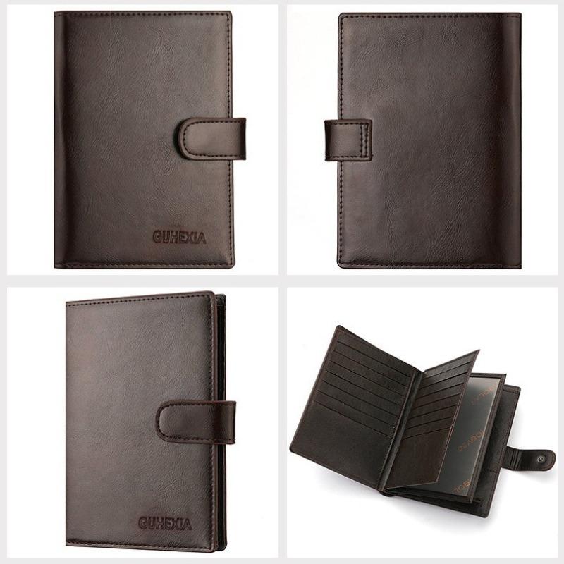 Men Leather Long Wallet Large Capacity Card Holder Passport Pocket Zipper Coin Purse Business Clutch Wallet Unisex Travel Organizer Clutch