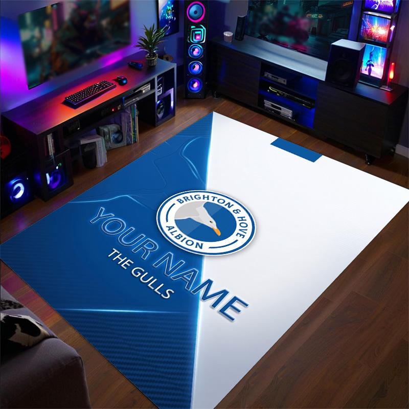 Crystal Velvet Rug Brighton & Hove Albion Football Print Custom Name Text Floor Mat Home Decor
