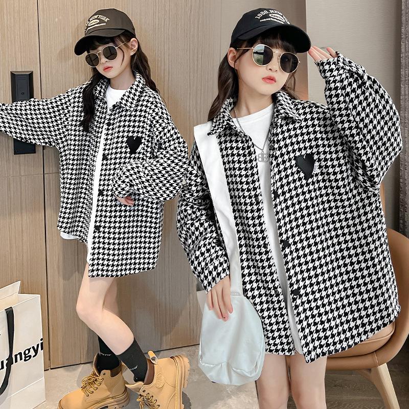 Children's Jacket Spring and Autumn Korean Version of Girls Plaid Long-sleeved Windbreaker Children's Shirt Jacket