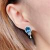 Imitation London Blue Topaz Earrings Women Elegant Sparkling Aquamarine Stud Earrings Luxury Fashion Jewelry
