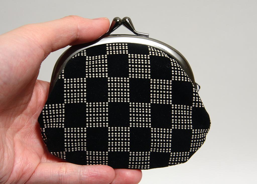 Hasegawa Coin Handcrafted by Kyoto Made in Checkered Pattern Inden-style Purse, Artisans, Japan,