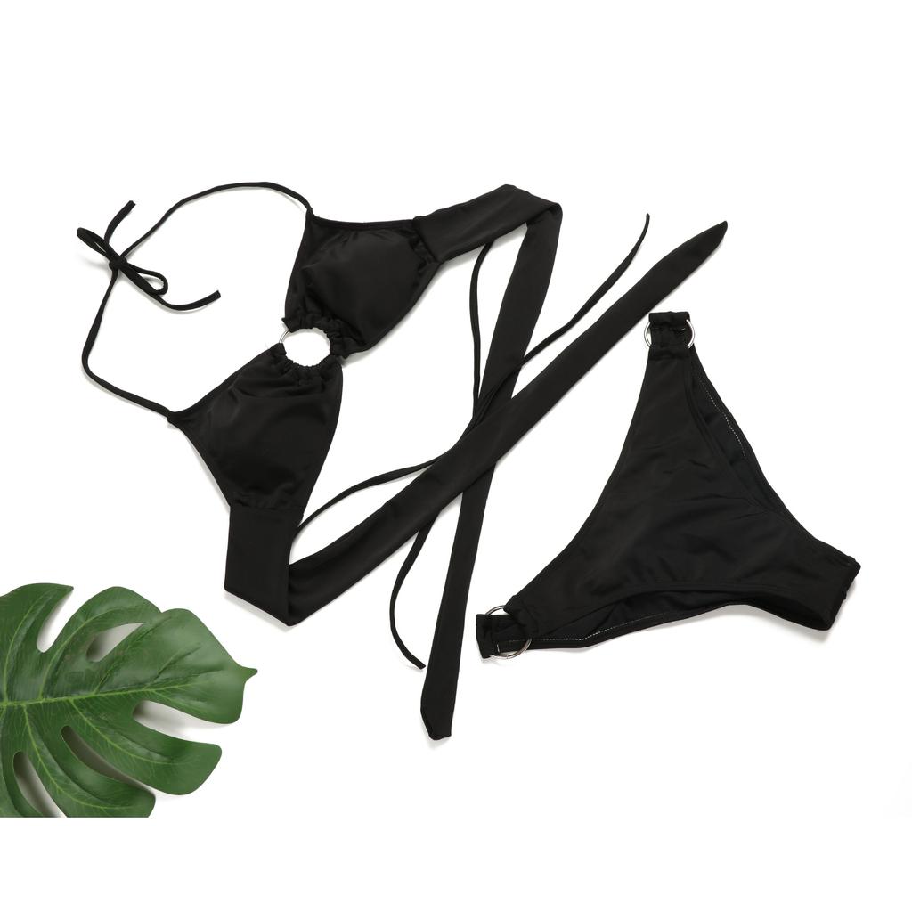 Dámské plavky Jednobarevný prsten Sexy Bikiny se zavazováním na zádech Plavky Brazilské plážové oblečení