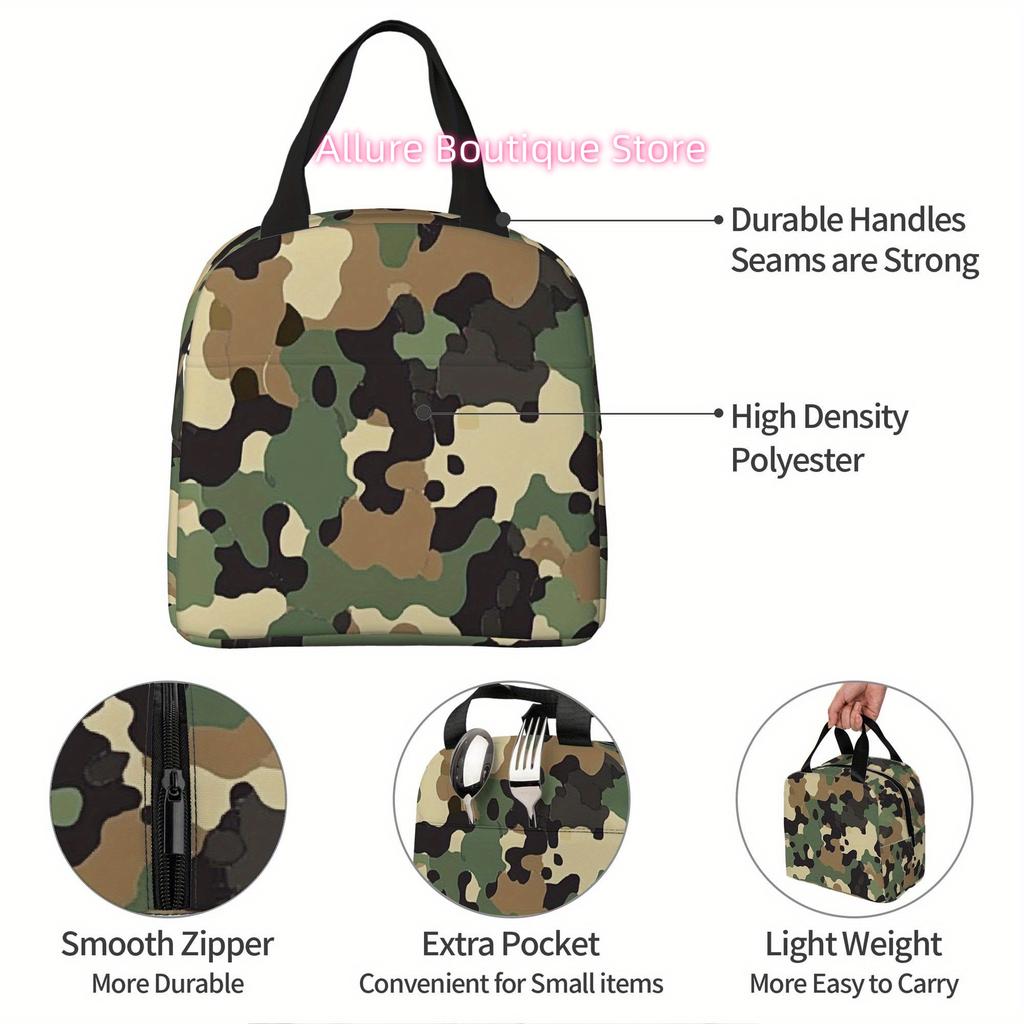 1pc, Camouflage Pattern Design Printed Thermal Bag Insulation and Refrigeration Portable Reusable Unisex for Home Restaurant Off