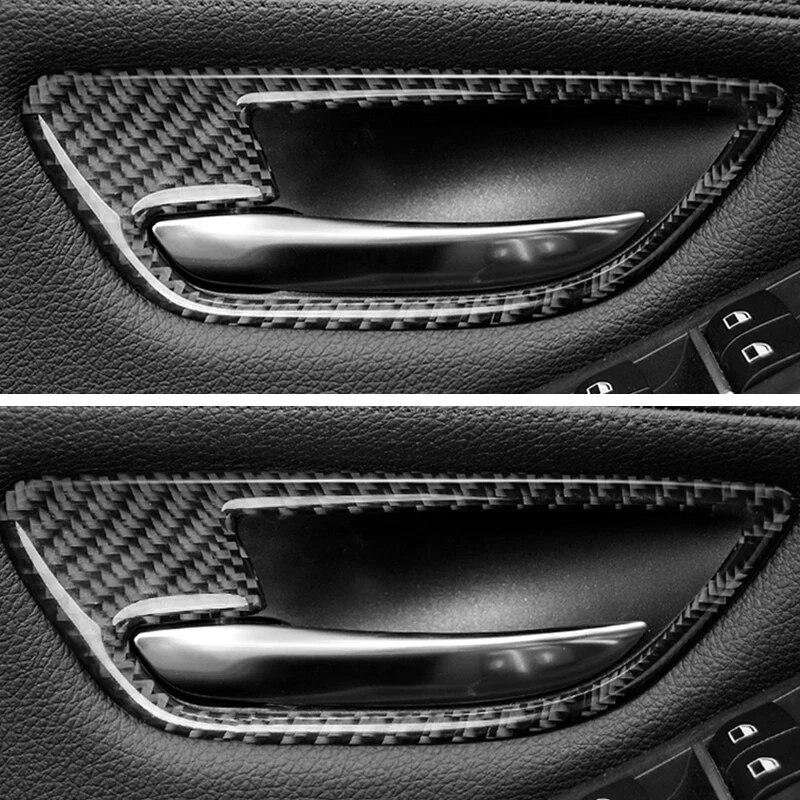 4pcs Car Real Carbon Fiber Interior Door Handle Door Bowl Cover Trim For BMW 5 Series F10 2011 2012 2013 2014 2015 2016 2017