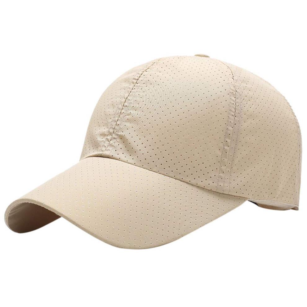 Quick Dry Cap Sports Men Baseball Hat Summer Visor Outdoor Mesh Running Hat One Size Beige Lightweight Breathable