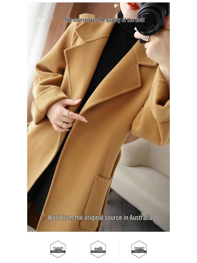 2023 Women's Mid-Length Oversized Double-Faced Cashmere Wool Coat
