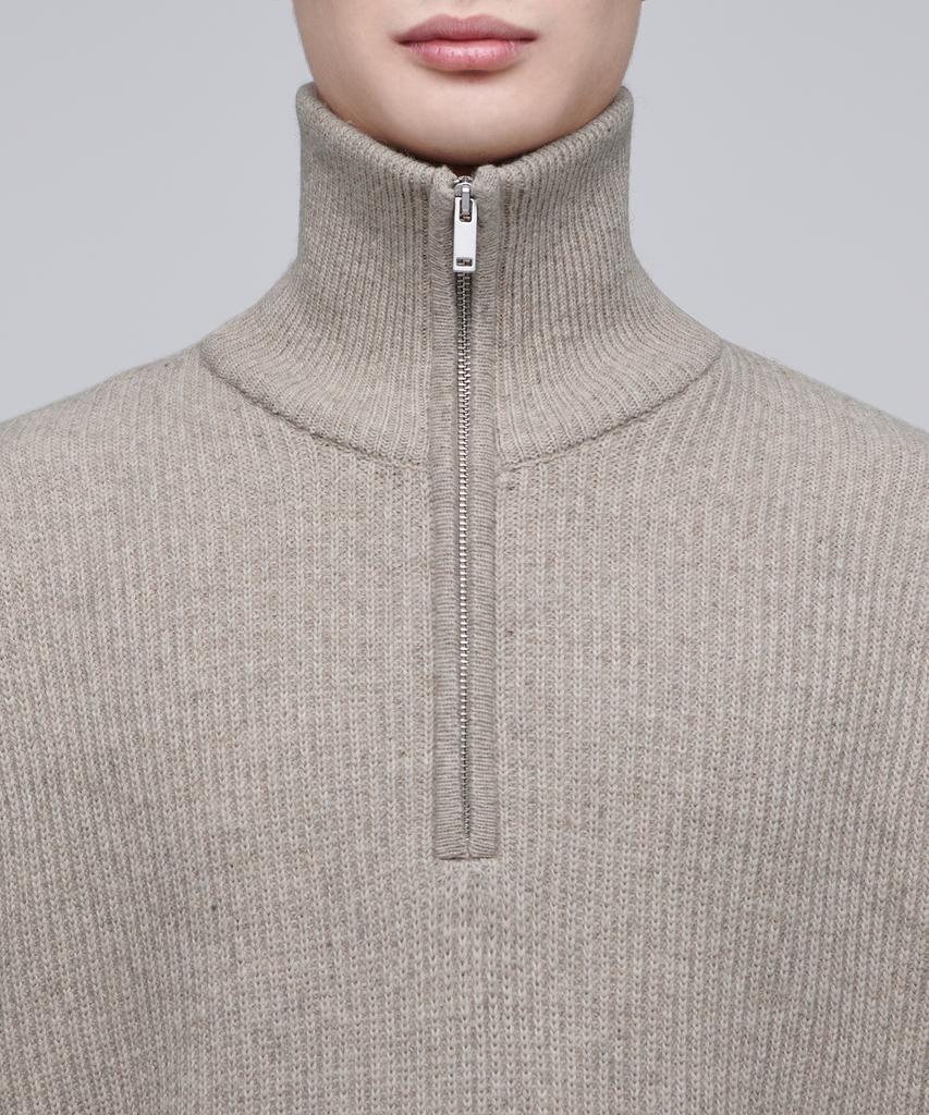 Musinsa Standard Relaxed Ribbed Half Zip Knit [Oatmeal]