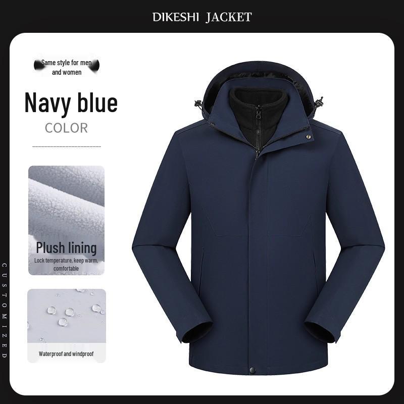 Custom Down Cotton Shell Workwear Jacket with Logo - Ideal for Autumn/Winter 4S Shop Auto Repair Business, Three-in-One Design