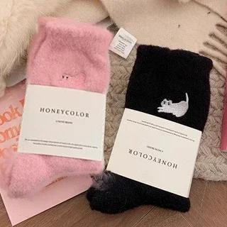 3pairs Cute Cat Mink Fleece Soft Socks for Women Winter Warm Thicken Coral Plush Socks Thermal Snow Home Sleep Floor Kawaii Sock