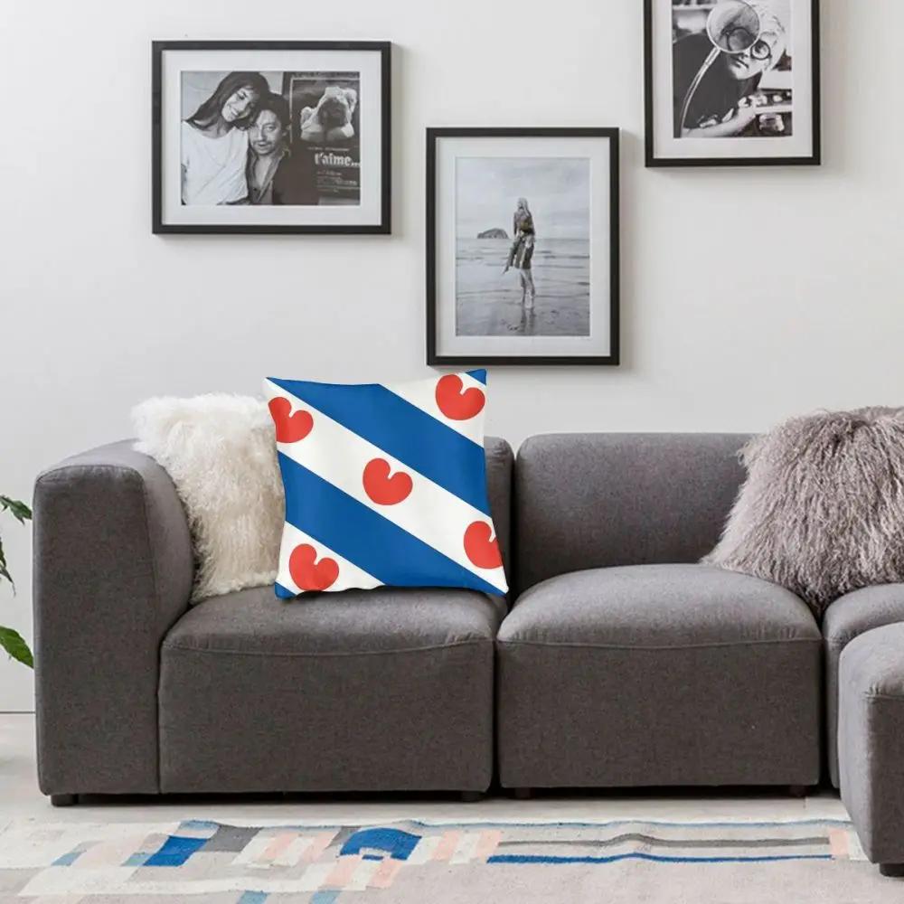 Friesland Flag Square Pillow Case Polyester Cushions for Sofa Netherlands Dutch Fashion Cushion Covers