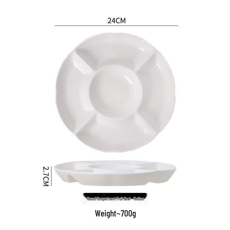 

Ceramic Four-Compartment Divided Serving & Steaming Plate