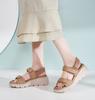 Wedge Easy to Walk [ZUYEE] Women's Sandals, Sole, Velcro, Comfort, Outdoor, Casual, Soft, in, Apricot, 22.5cm