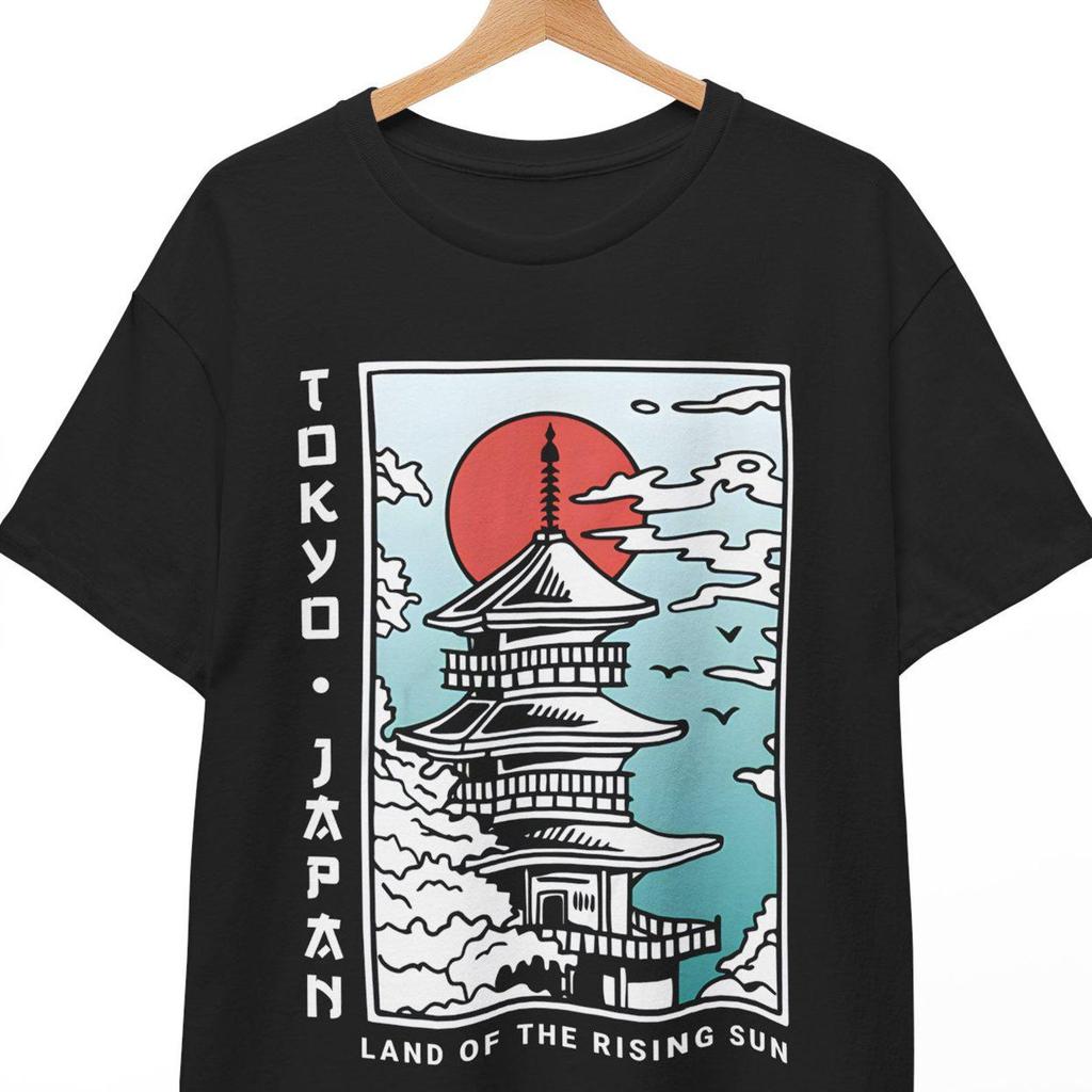 Tokyo Japan T-Shirt - Land of the Rising Sun Japanese Art Tee - Pagoda and Mount Fuji Graphic Shirt - Unisex S to 5XL