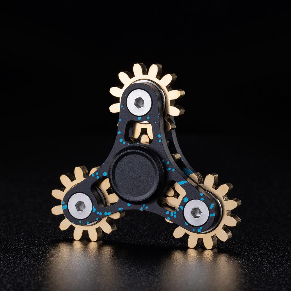 Nine-Tooth Pure Copper Metal Alloy Gear-Linked Fidget Spinner Ferris Wheel with 34-Gear Rubik's Cube Design