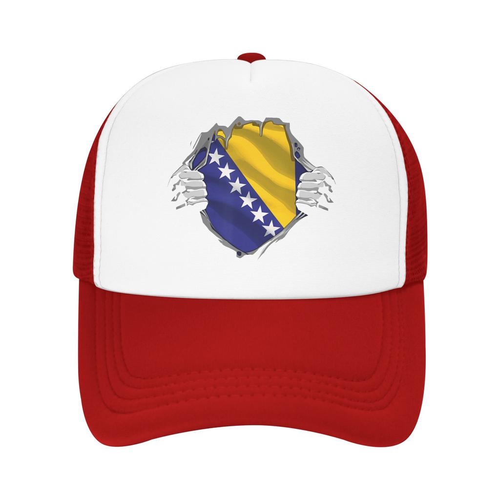 Bosnia and Herzegovina Flag Mesh Baseball Caps Unisex Women HipHop Sun Hat Hat Breathable Summer Trucker Cap