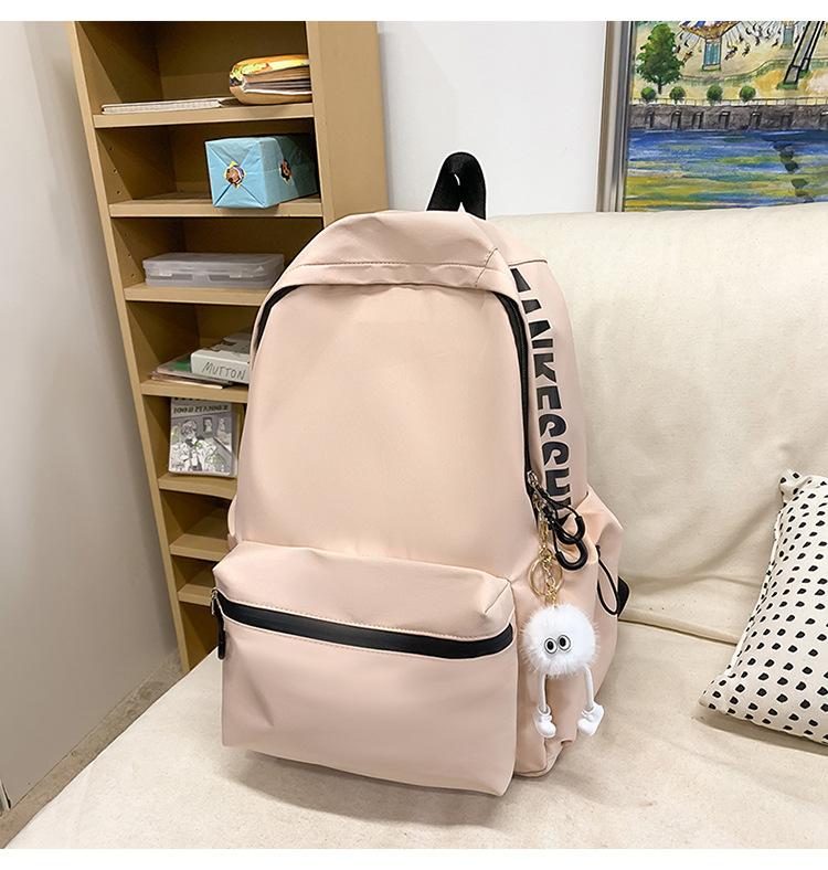 School bag solid color letter fashion backpack Korean version college student lightweight school bag outdoor travel large capacity backpack