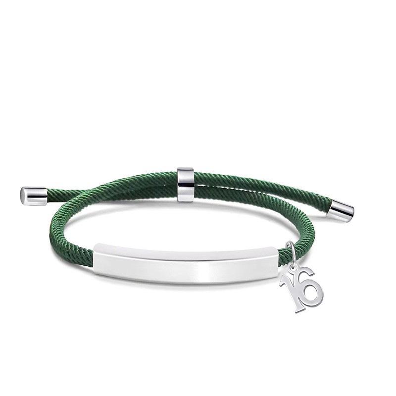 Multi-color Engravable Stainless Steel Bracelet with Number 16 Charm