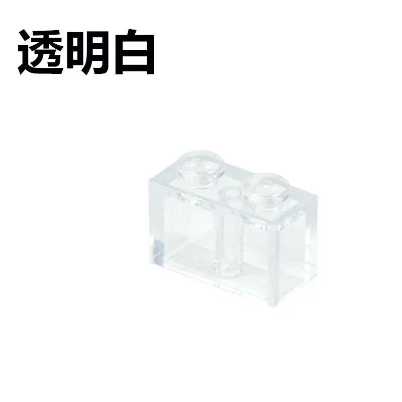 100Pcs MOC Transparent 1x2 Dots Colorful Thick Building Blocks Accessories Parts Classic Clear Bricks Toys Compatible With 3004